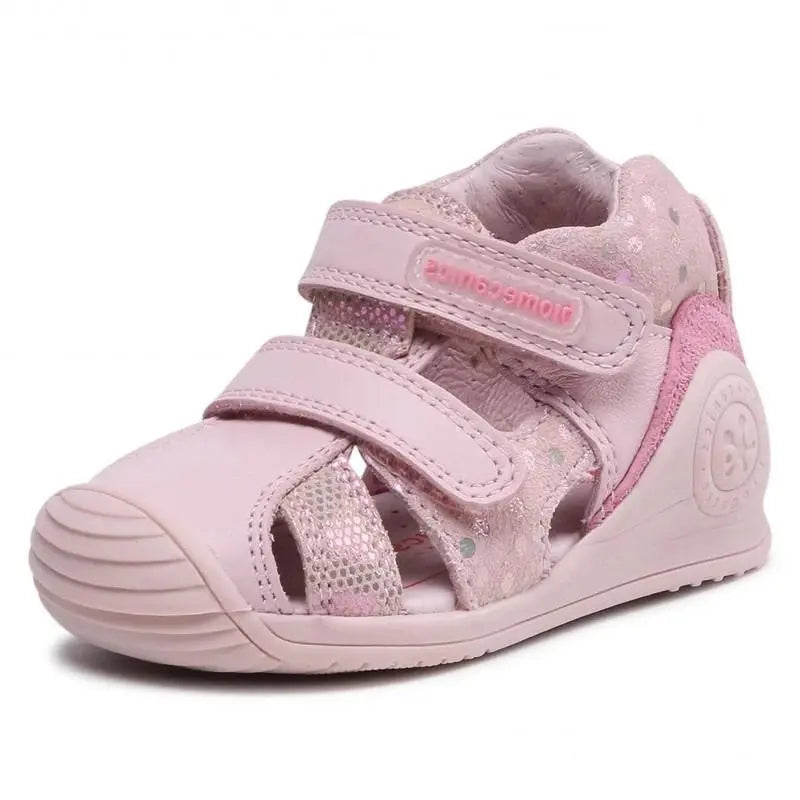 Biomecanics Sandalia Estampada Casual para bebe, rosa, con velcro y suela robusta para caminar.