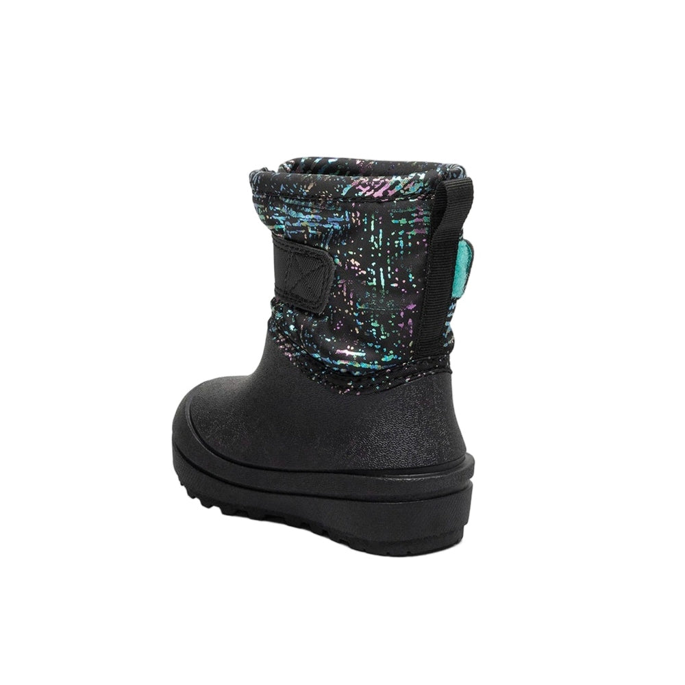 BOGS baby snow shell boot black with colorful speckled upper for toddlers