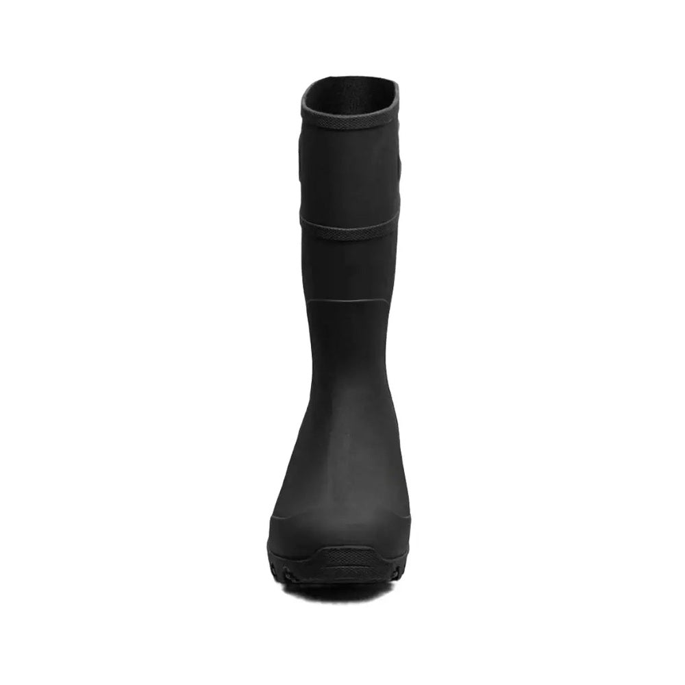 BOGS Essential Rain Tall Kids Rainboots Black; sturdy waterproof rubber boot standing upright with snug top cuff.
