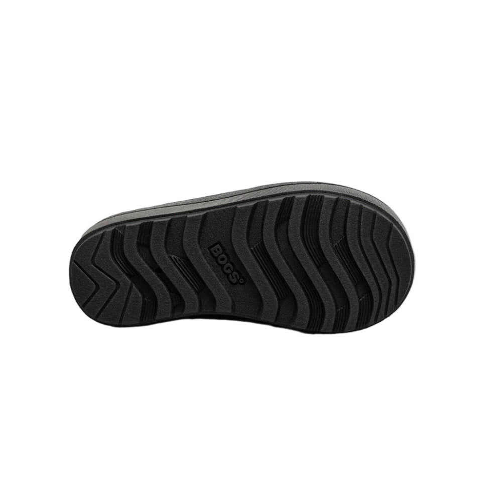 BOGS Snow Boots Shell Zip Metallic Stripes sole in black rubber with zigzag tread