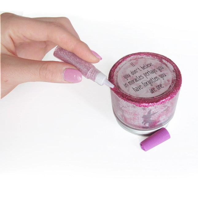 Box Candiy Totally Twilight glitter jar with pink glitter and applicator wand