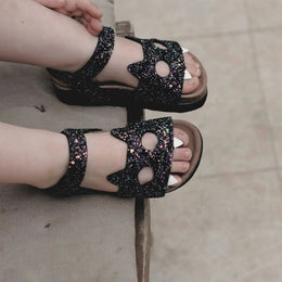 Boxbo Fox Cork Clog Unisex Sandal Black Glitter