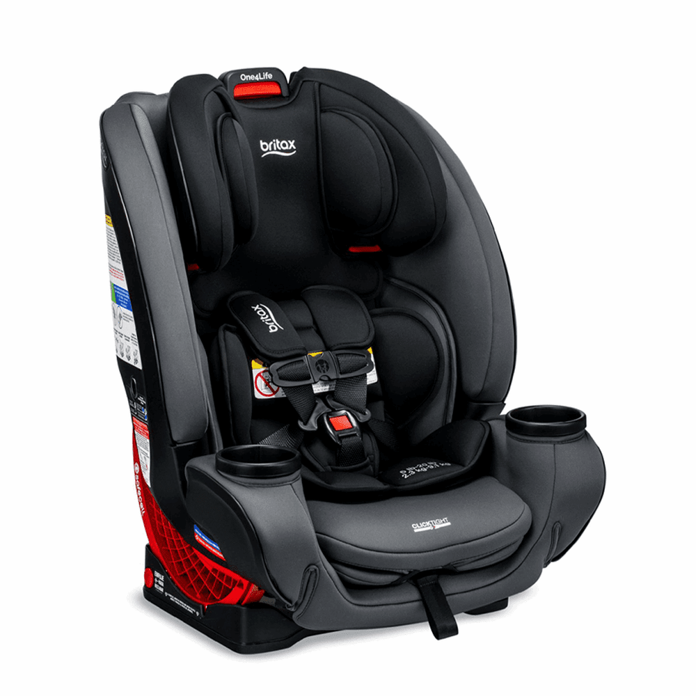 Britax One4Life ClickTight all-in-one car seat in black and gray with cup holders