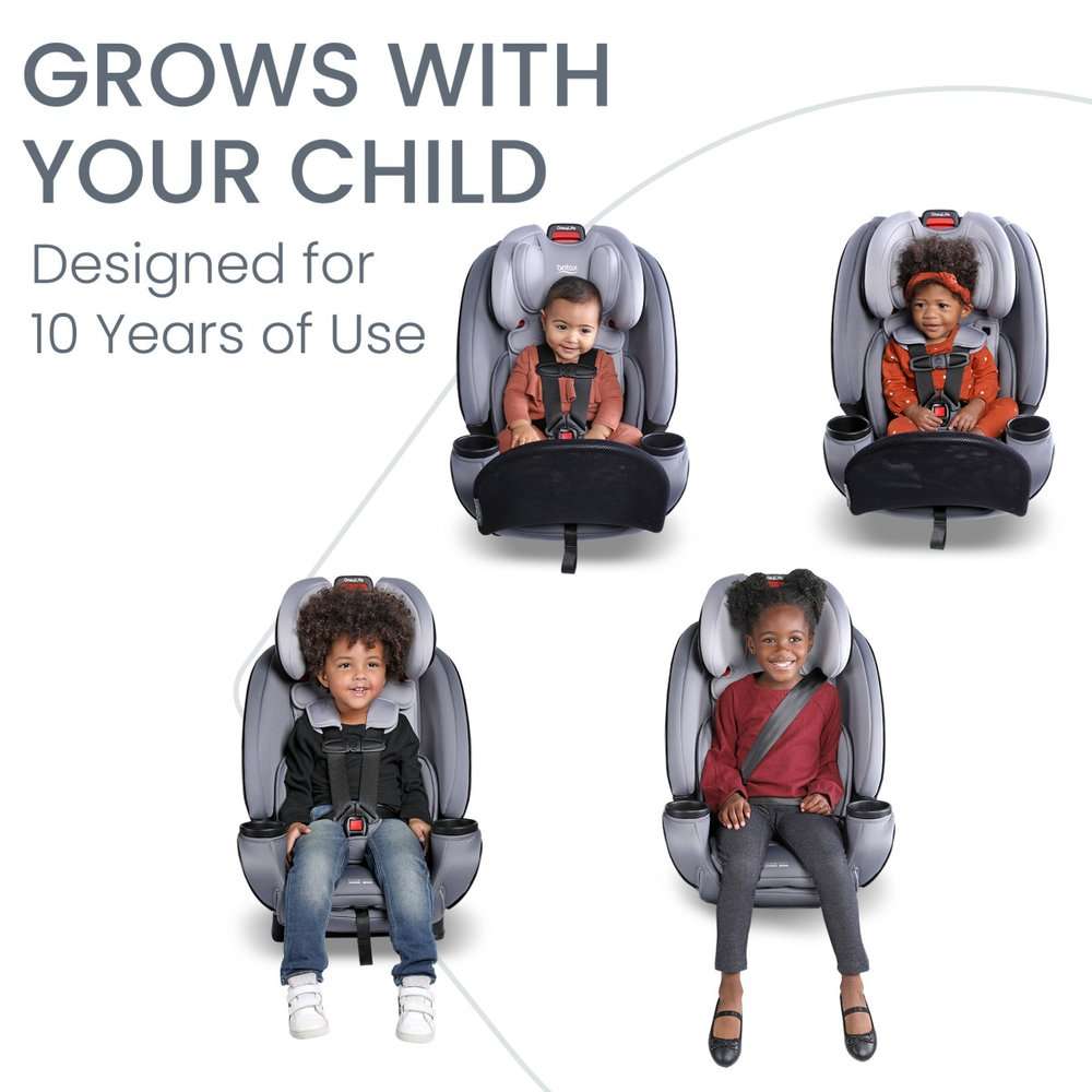 Britax One4Life ClickTight all-in-one car seat; four gray convertible seats for kids
