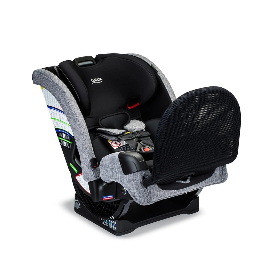 Britax One4Life Slim ClickTight All-in-One Car Seat in gray fabric, securely strapped in with the five-point harness.
