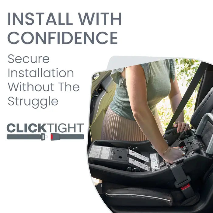 Britax Willow SC Car Seat with Alpine Base, secured in car using ClickTight installation.