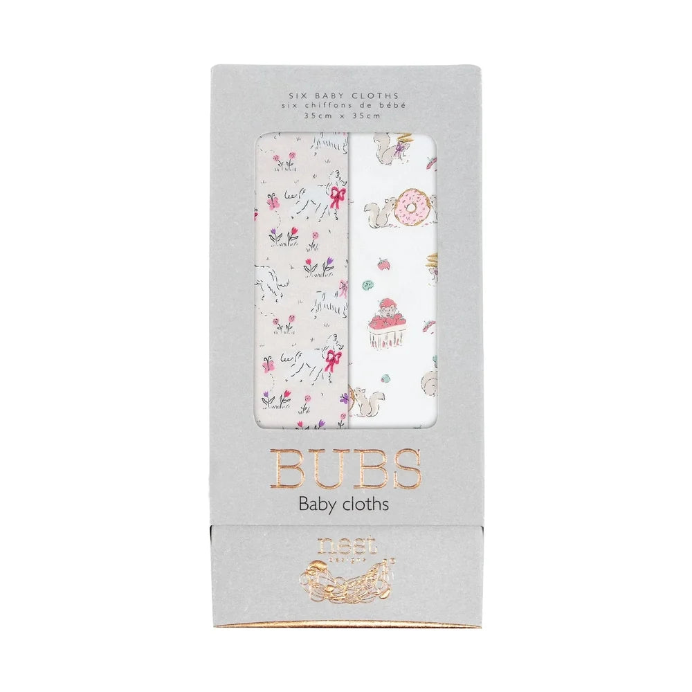 Nest Designs Bamboo Cotton Muslin Bubs Baby Washcloth Set (6-Pack)