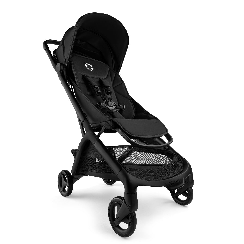 Bugaboo Butterfly 2 stroller, black with reclining seat and under-seat storage basket