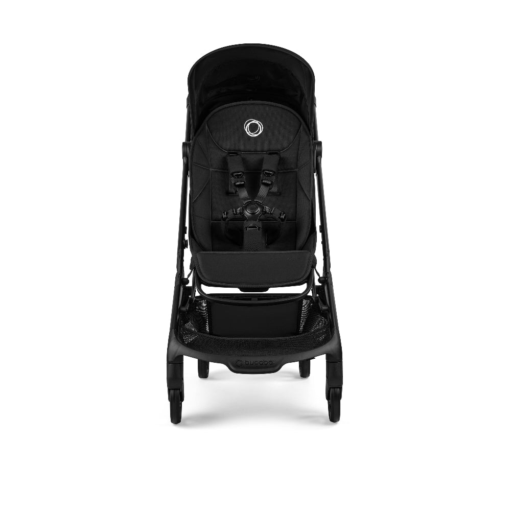 Bugaboo Butterfly 2 stroller in black with harness and storage basket