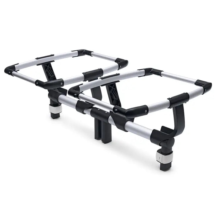 Bugaboo Donkey Chicco twin car seat adapter, silver aluminum frame with black connectors