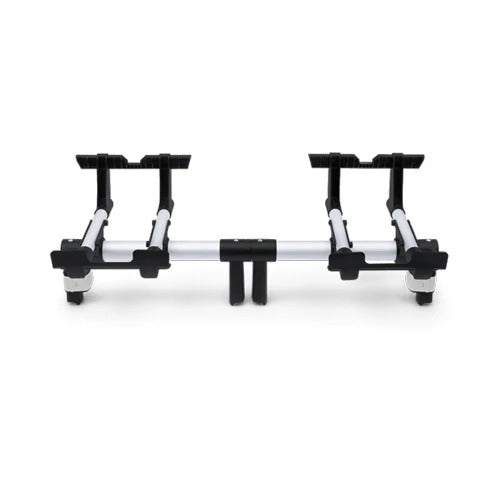 Bugaboo Donkey twin car seat adapter for Graco seats, silver frame with black clamps