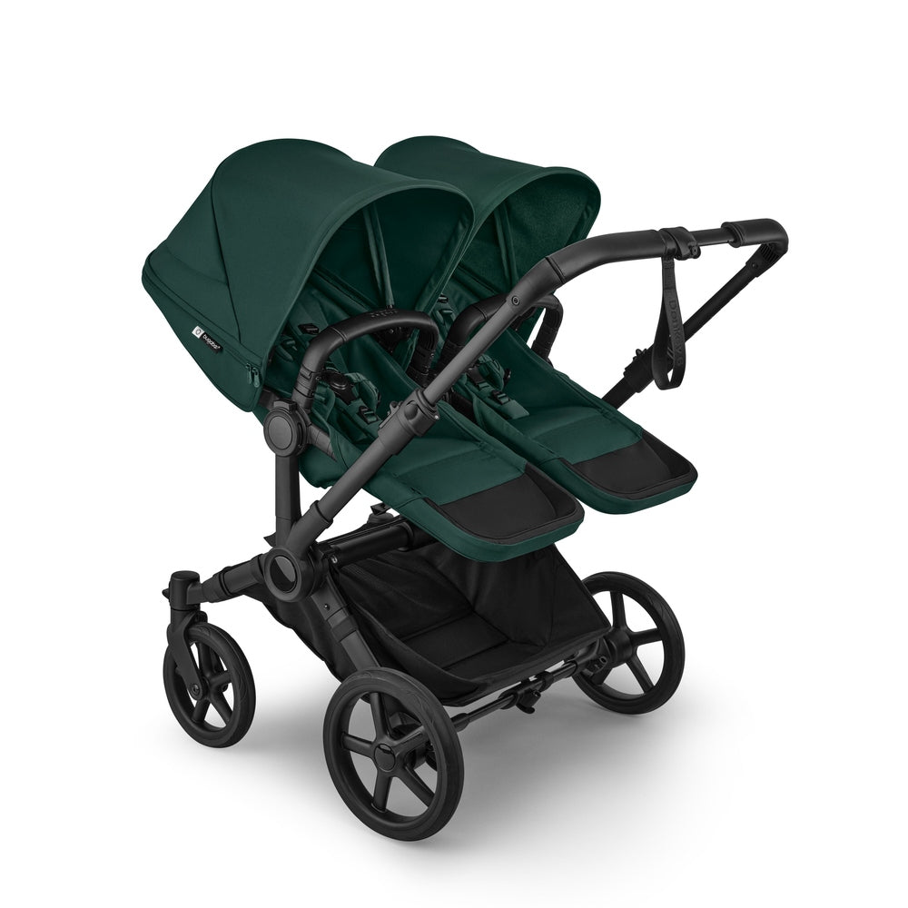 Bugaboo Donkey 6 Mono Stroller Complete in Forest Green with two seats side-by-side.