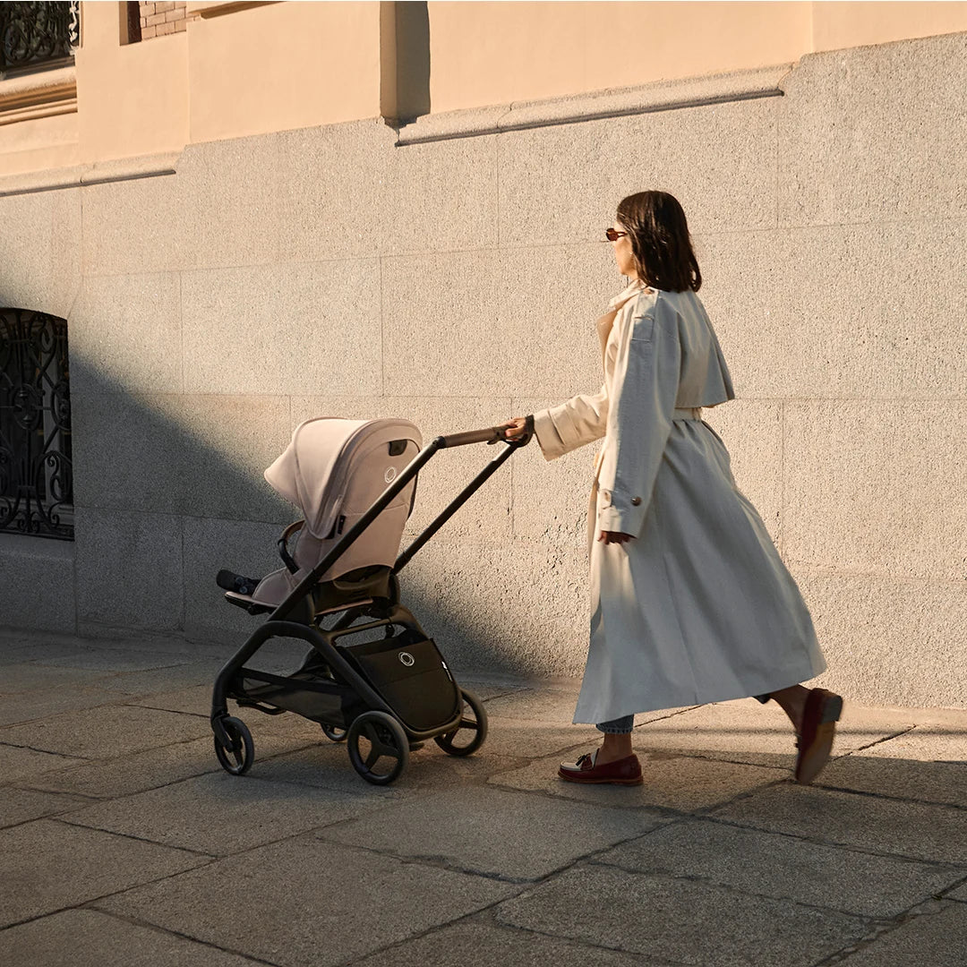 Bugaboo Dragonfly Plus Desert Taupe — seat stroller on an everyday city walk