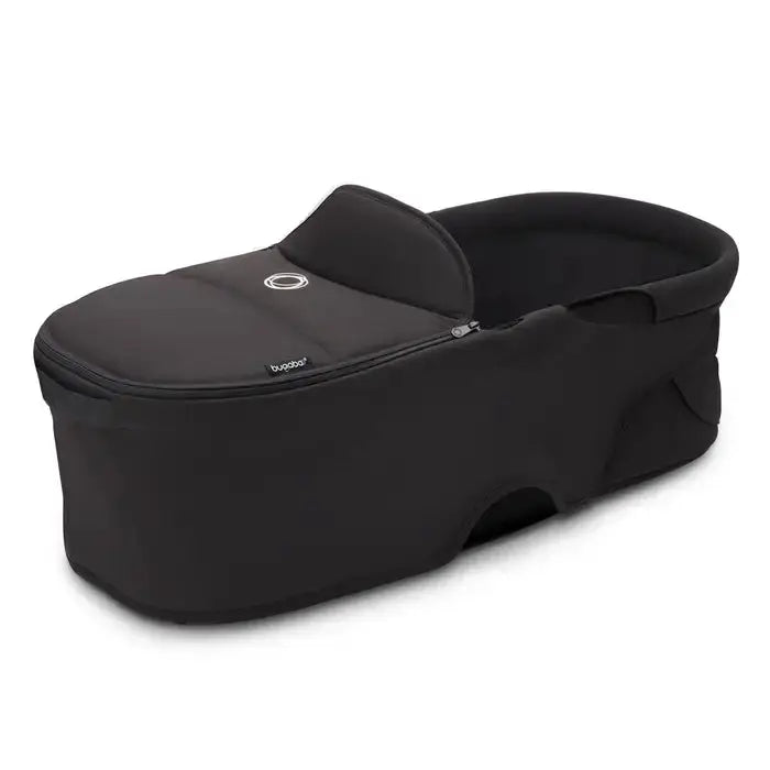 Bugaboo Dragonfly Pram Body Complete in black fabric with padded bassinet area.