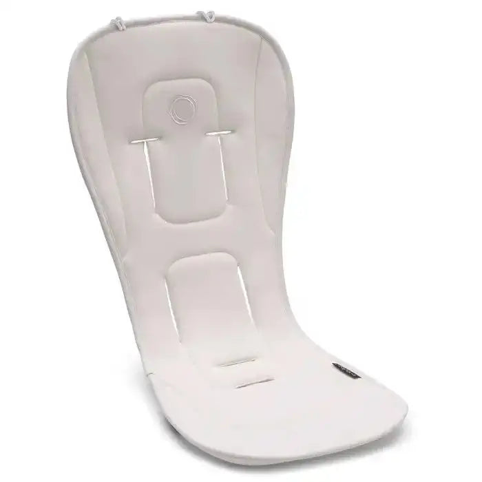 Bugaboo Dual Comfort Seat Liner, white padded stroller accessory with harness openings.