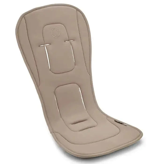 Bugaboo Dual Comfort Seat Liner in beige, cushioned stroller insert with harness slots.