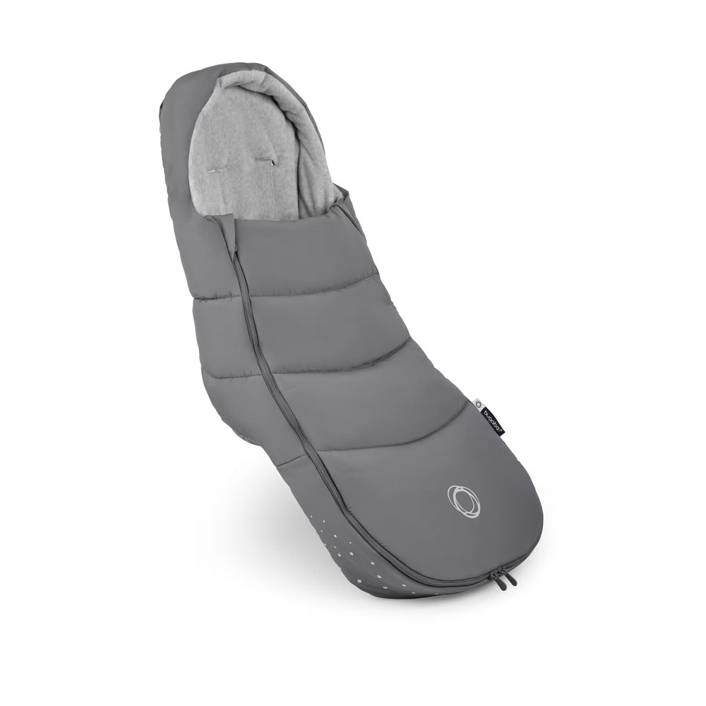 Bugaboo Footmuff Stroller Accessory in Gray with quilted panels and soft interior.