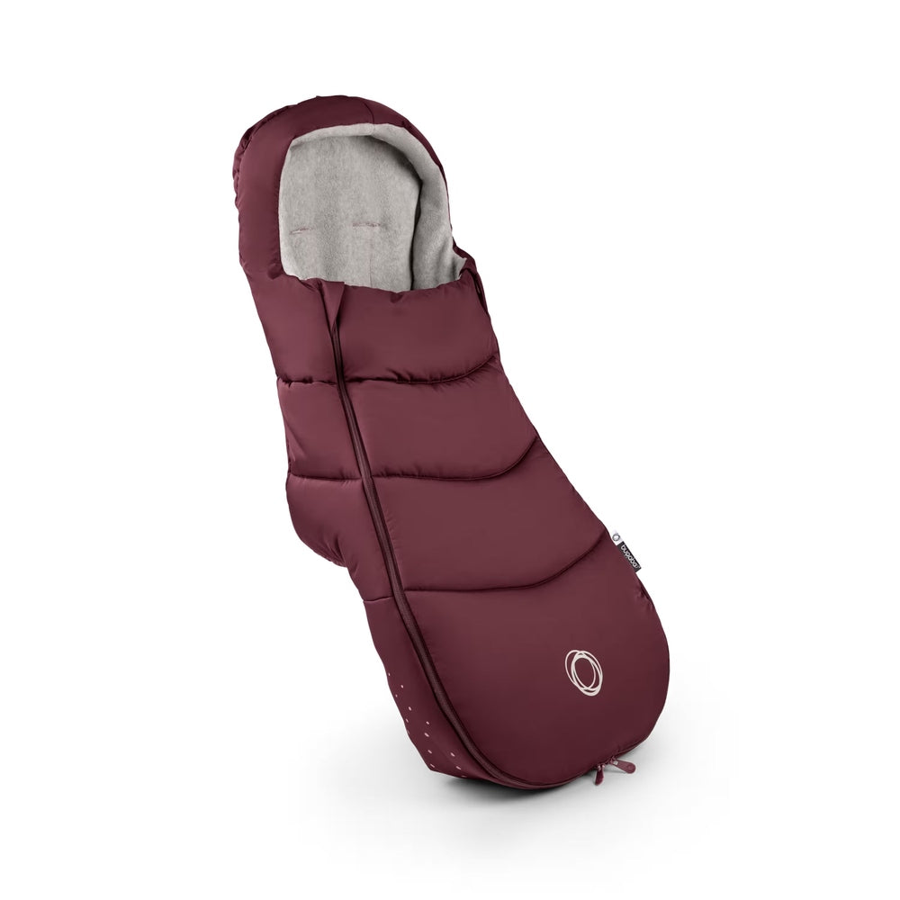 Bugaboo Footmuff Stroller Accessory in Burgundy with plush gray lining