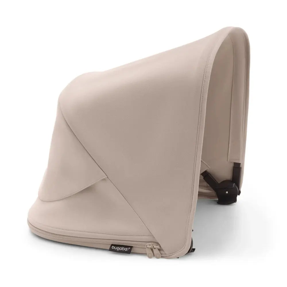 Bugaboo Fox 5 Sun Canopy in beige fabric, featuring a visible base zipper for easy access.