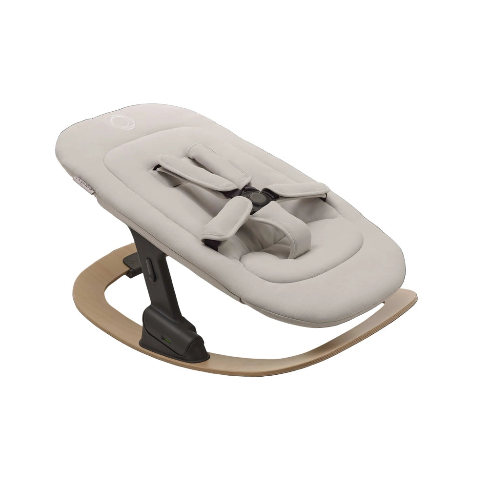 Bugaboo Giraffe Baby Rocker in Beige fabric with natural wood base