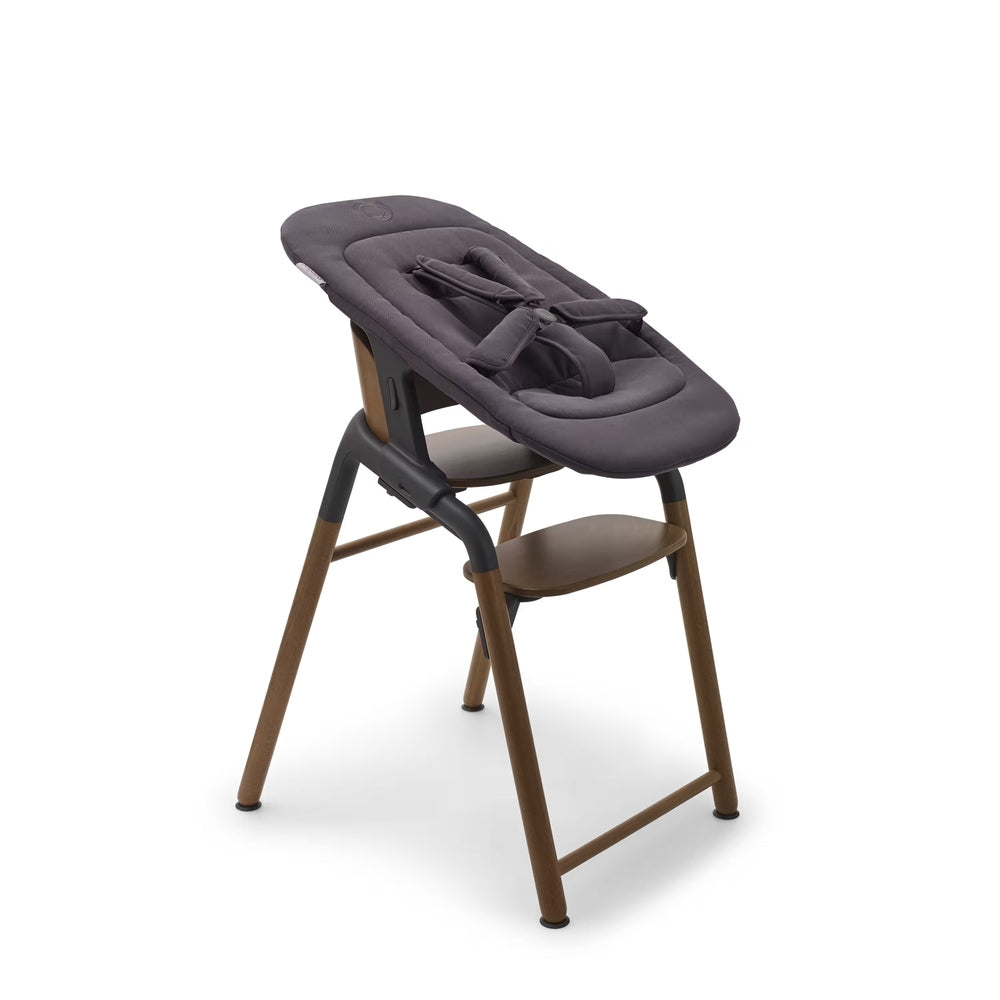 Bugaboo Giraffe Newborn Set in Charcoal Gray with wood legs