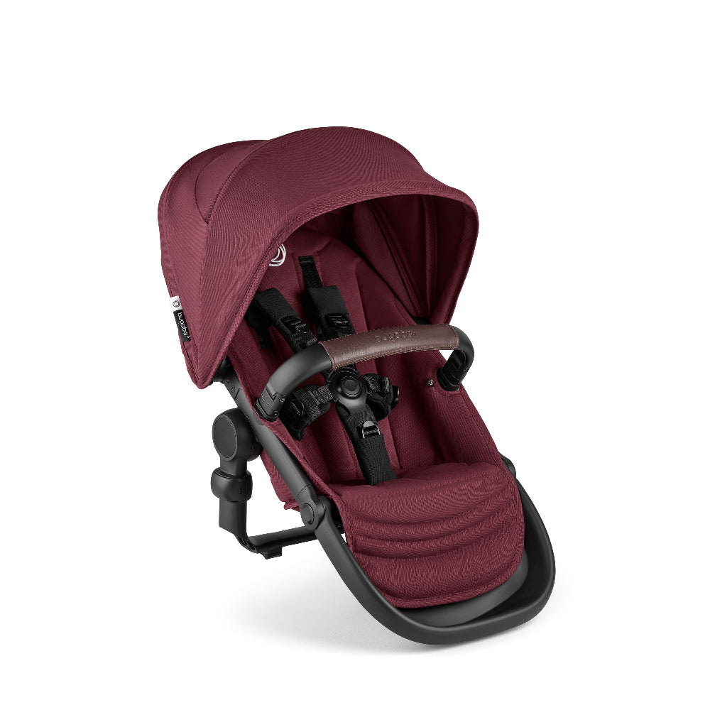 BUGABOO Bugaboo Kangaroo Sibling Seat Burgundy textured fabric with 5-point harness and leather grip img 2/6