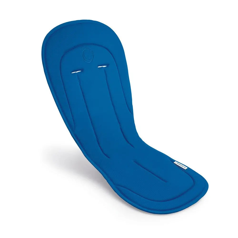 Bugaboo Seat Liner in blue, a padded stroller accessory prepared to be inserted for comfy baby transport.