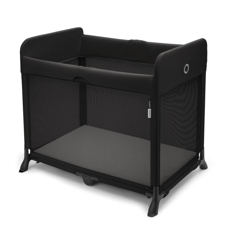 Bugaboo Stardust black play yard front three-quarter view