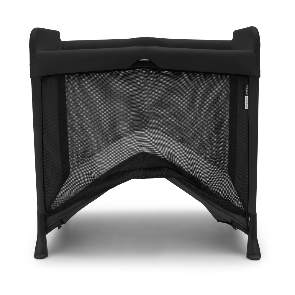 Bugaboo Stardust black play yard front view with mesh sides