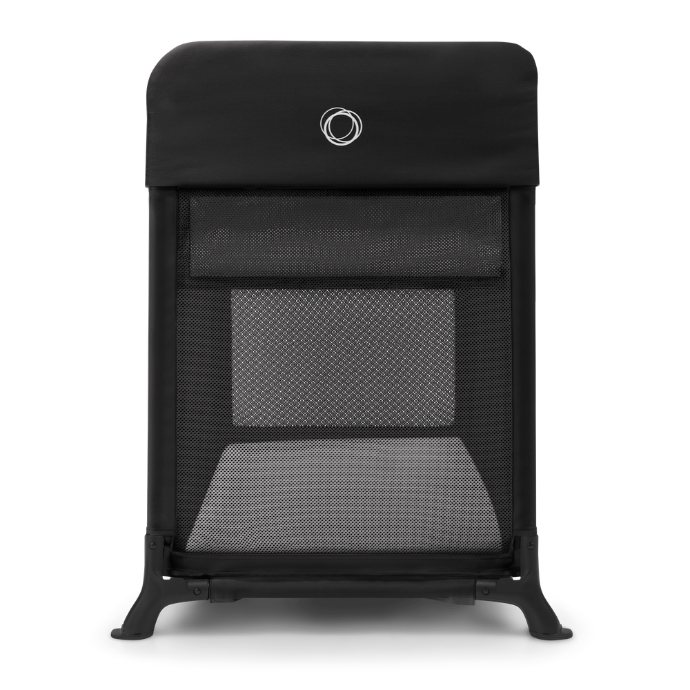 Bugaboo Stardust black bassinet front view with mesh panel
