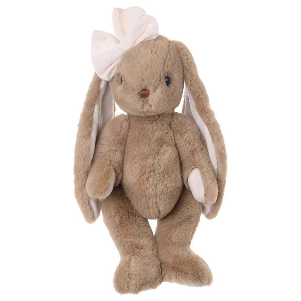 Bukowski Bears Gabrielle plush bunny stuffed animal in tan brown fur with white inner ears and bow