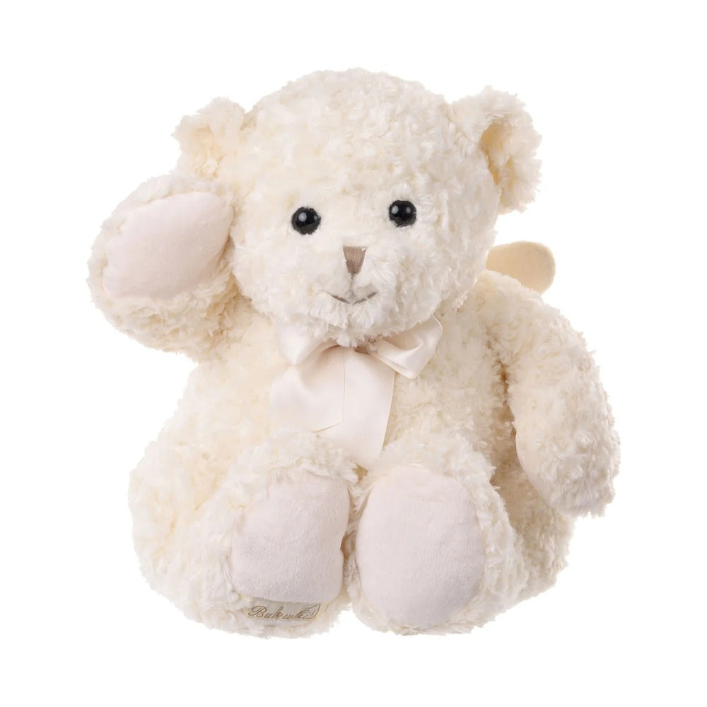 Bukowski Bears John My Guardian Angel plush bear in cream faux fur with satin bow