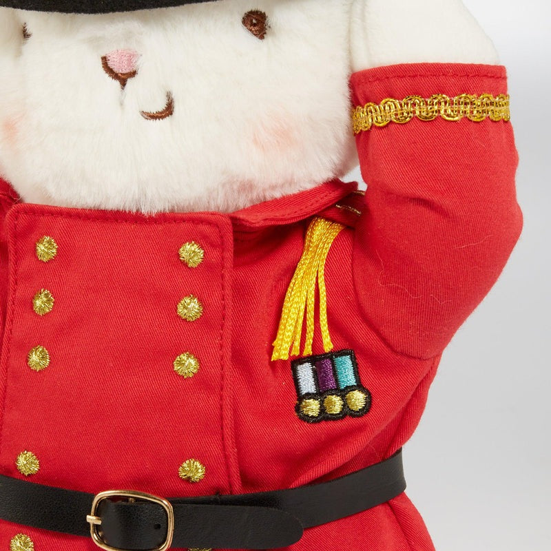 Bunnies By The Bay 13-inch FAO Schwarz toy soldier bunny in red uniform with gold buttons and tassel