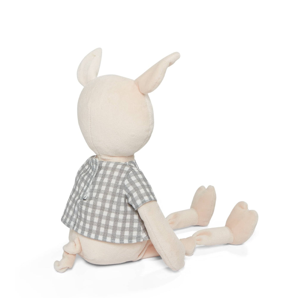 Bunnies By The Bay Hammie Bunny Knee-Dy Knotty plush in gray gingham shirt