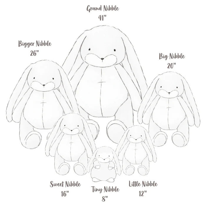 Bunnies By The Bay Grand Nibble 41in gray plush bunny with six smaller nibble companions