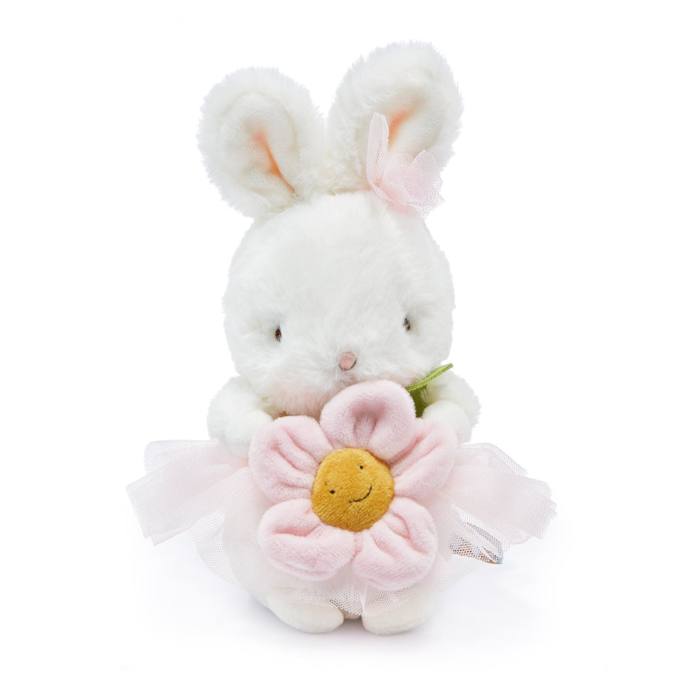 Bunnies By The Bay 7in Cricket Island Blossom plush bunny with pink flower and tulle skirt