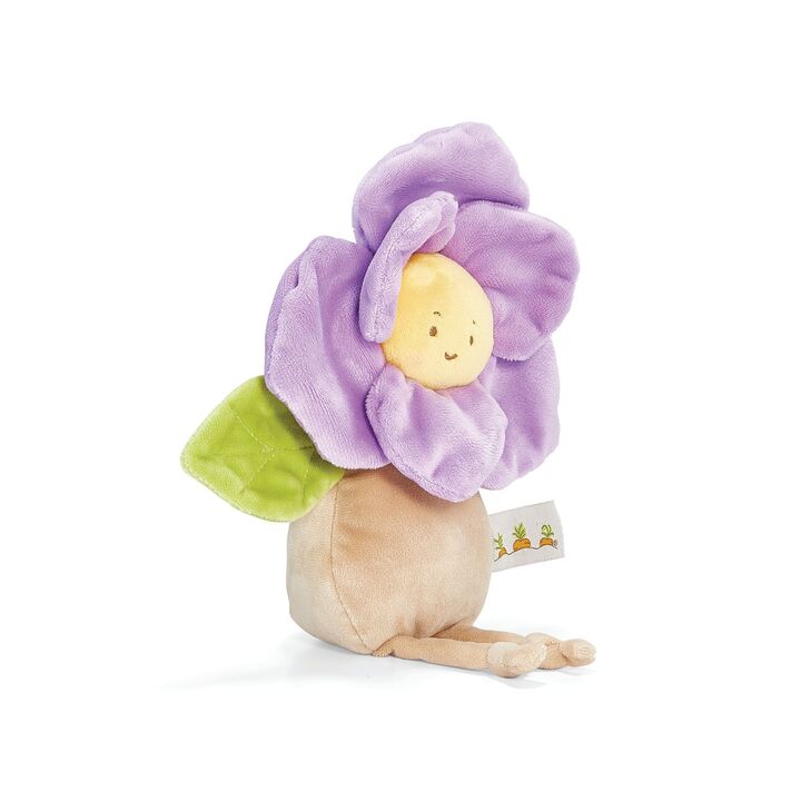 Bunnies By The Bay 8" Sweet Sweet Pea plush stuffed toy with purple flower, yellow face, beige body