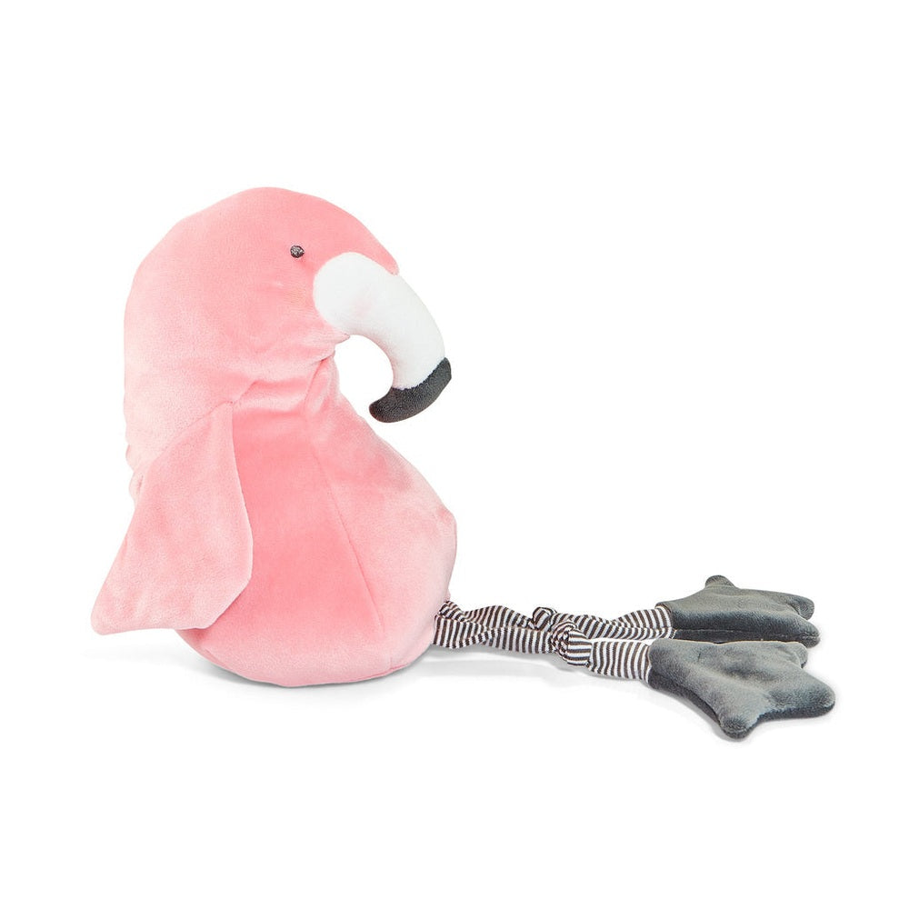 Bunnies By The Bay Fandango Flamingo plush with pink body and striped legs