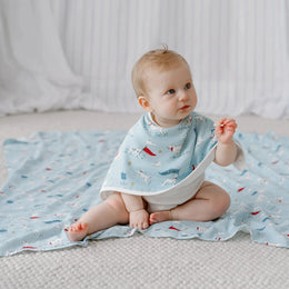 Nest Designs Bamboo Burp 'n Bib 2 Pack Summer Days