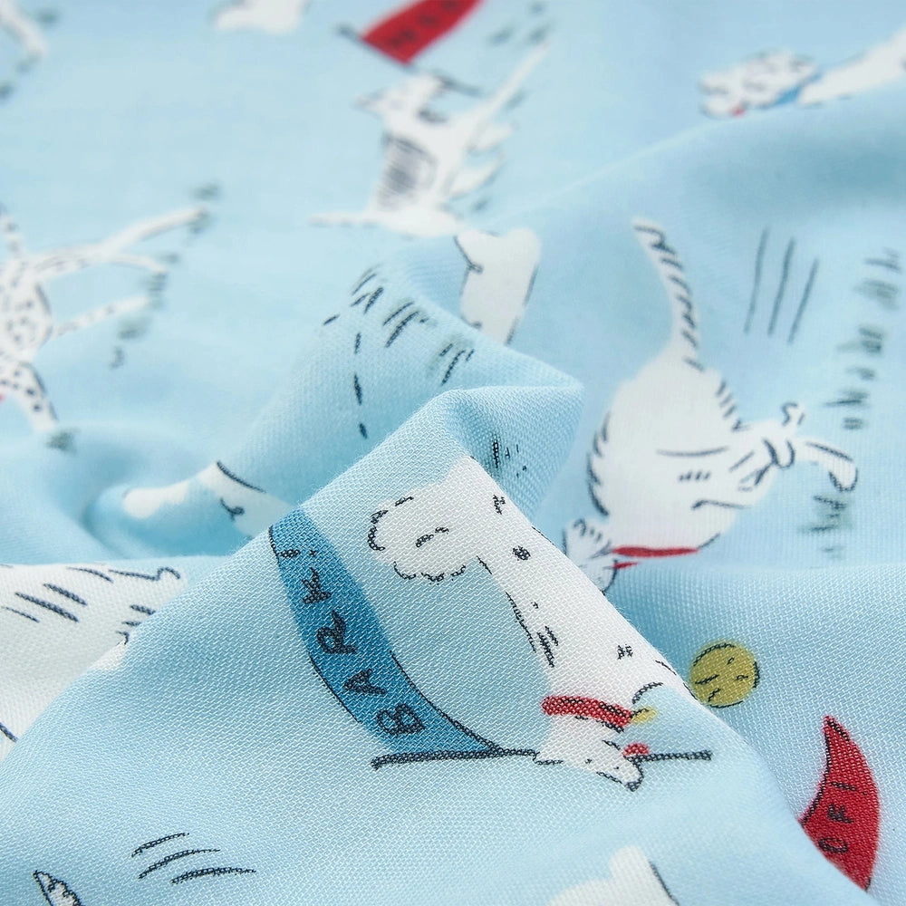 NEST DESIGNS Nest Designs Bamboo Burp 'n Bib 2 Pack Summer Days illustrated pattern with children skiing and playing img 10/11