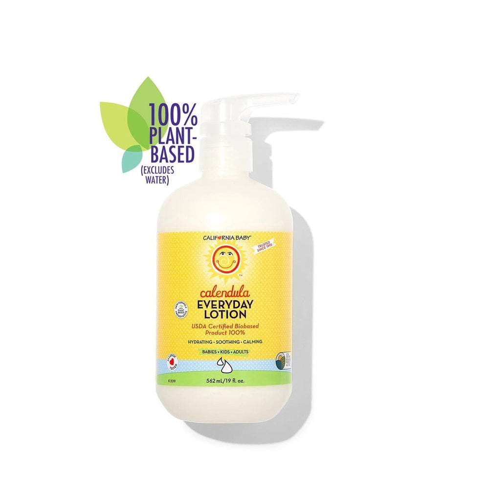 California Baby Calendula Everyday Lotion bottle; 100% plant-based, yellow label