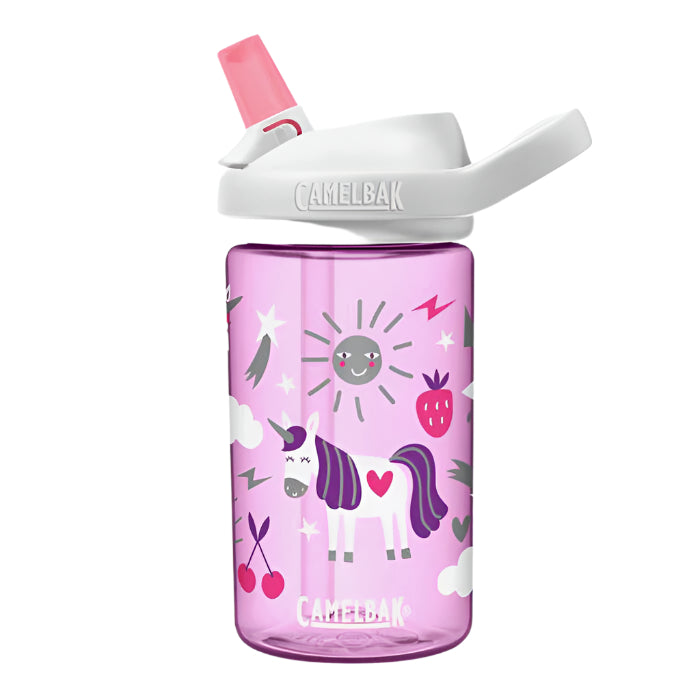 CamelBak Eddy Kids bottle 400 ml pink with unicorn design and white lid