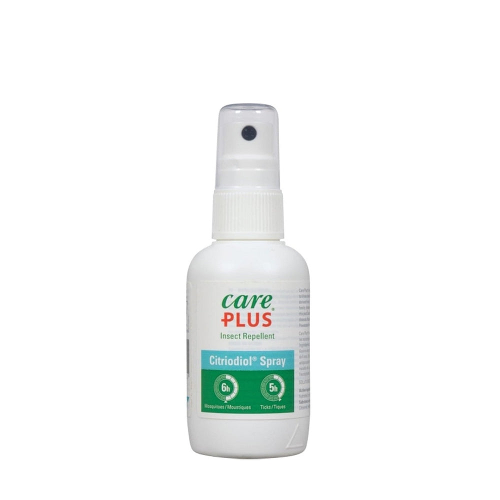 Care Plus Citriodiol Spray 60 ml insect repellent bottle, white plastic with spray nozzle
