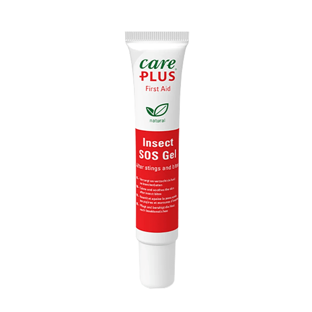 Care Plus Insect SOS Gel tube, white with red label, natural first aid for insect bites