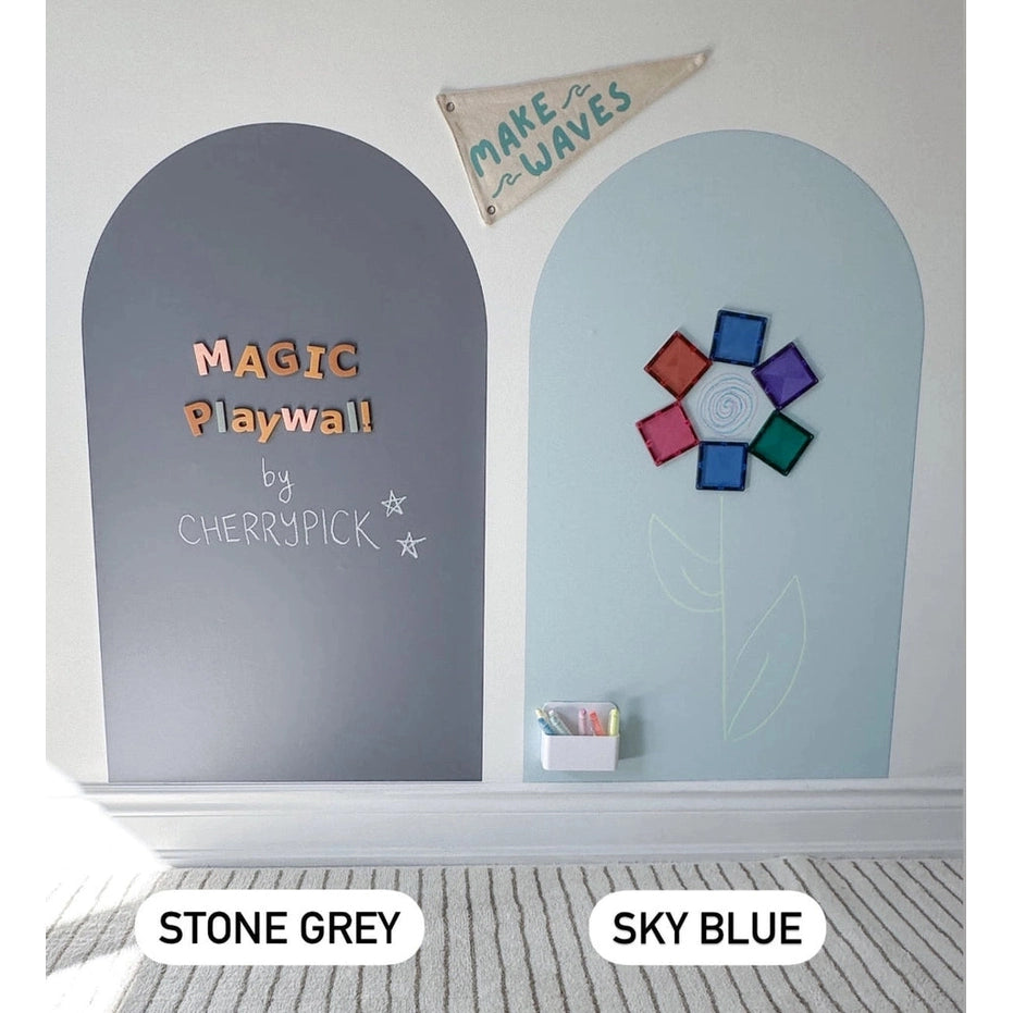 Cherrypick Magic Playwall Arch Magnetic Wall Decal in Stone Grey and Sky Blue