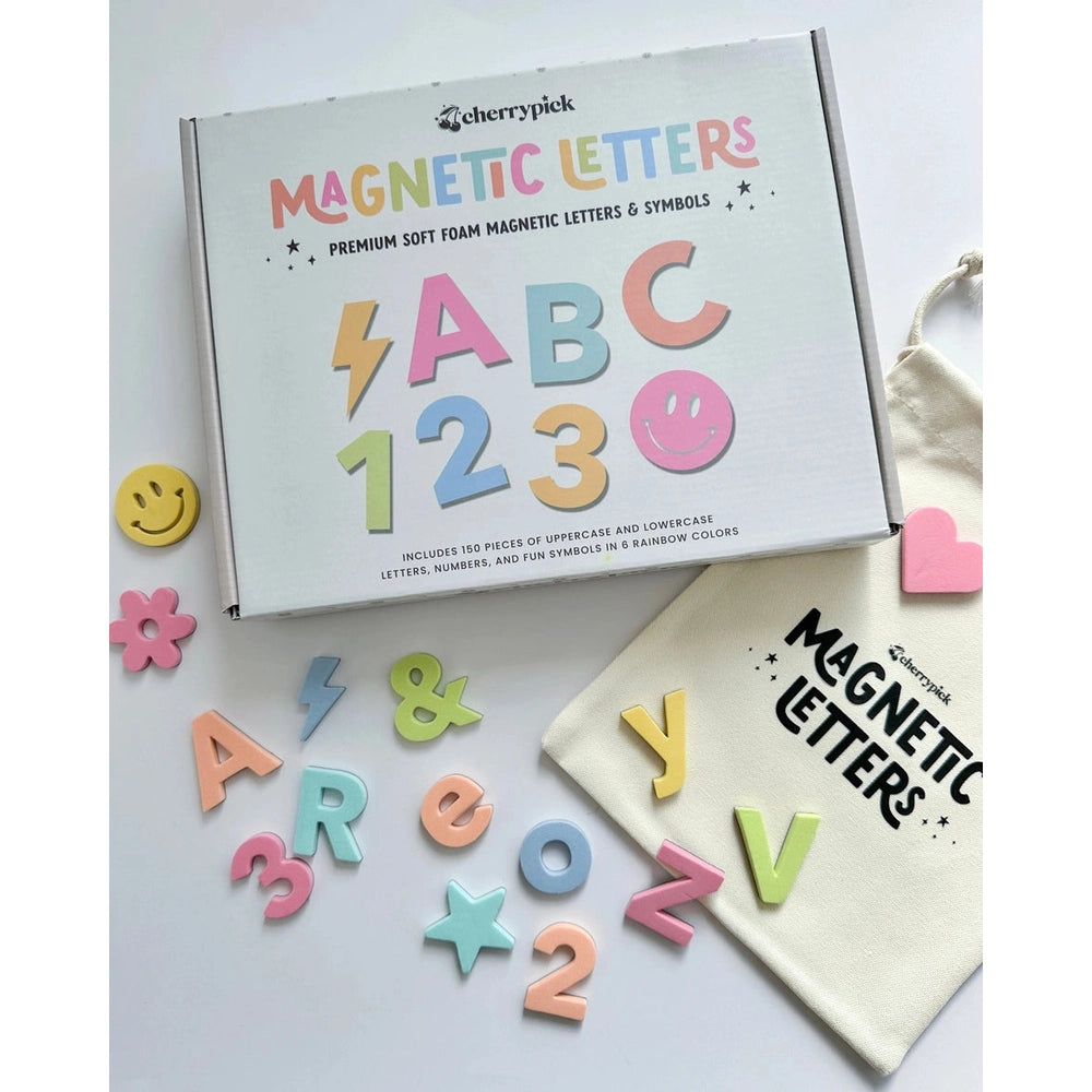 Cherrypick Soft Foam Magnetic Letters & Symbols 150pc Set in pastel rainbow colors