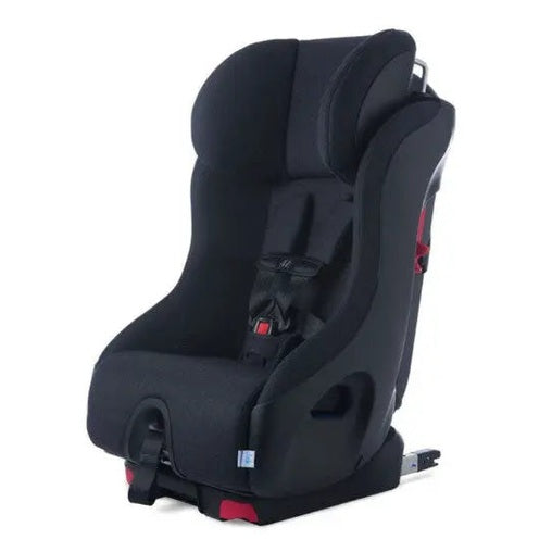 Clek Foonf Convertible Car Seat in black fabric with cushioned headrest and 5-point harness.