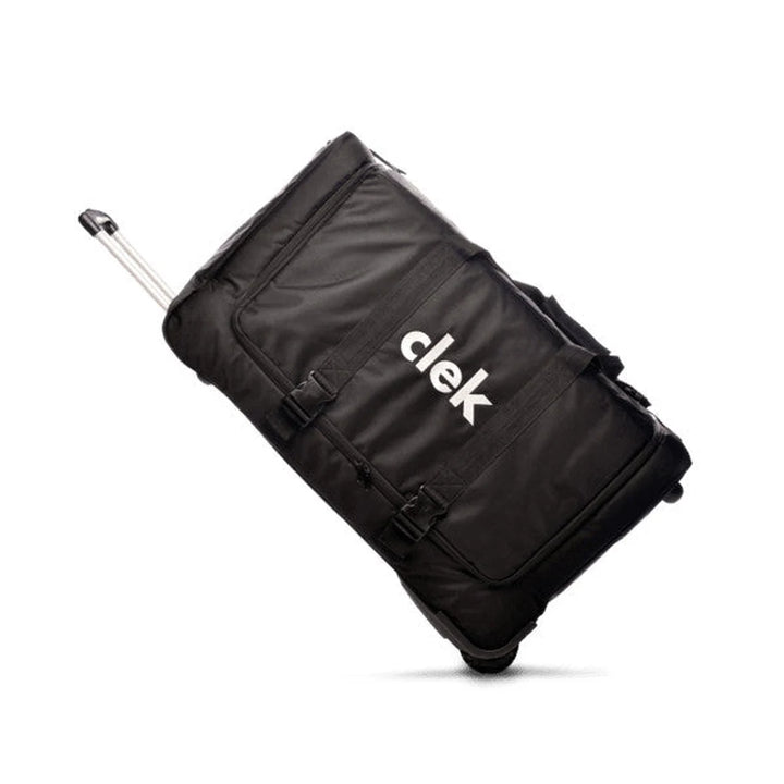 Clek Weelee baby travel bag with wheels, black fabric and handles, CLEK brand