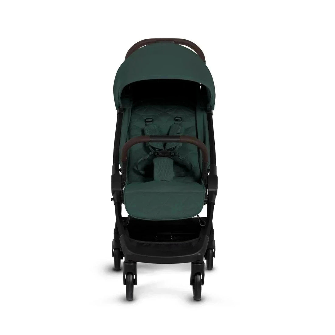 Silver Cross Clic Compact Lightweight Stroller in Conifer — front seat and harness view