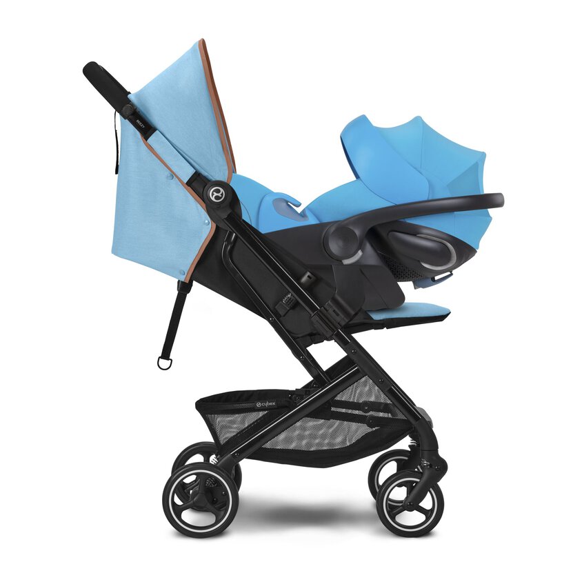 Close-up of the Cybex Beezy Compact City Stroller shown from image 3 of 6 with visible canopy, handlebar and wheel setup in product finish im.